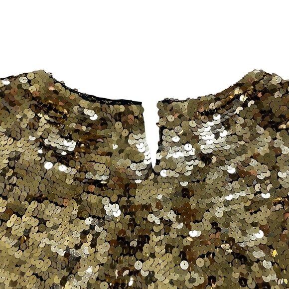 Vintage Women's Iris Silk Beaded Sequin Top Size 42 Gold Black Cocktail Going Ou - Picture 11 of 11
